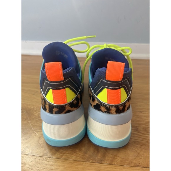 Michael Kors Olympia Chunky Wedge Trainer Sneakers Sapphire Sig Semi Lux 7.5 - Picture 3 of 7